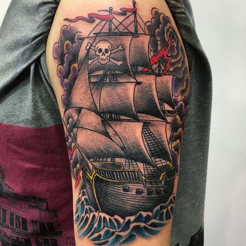 85 Striking Pirate Ship Tattoo Designs - Bonding with Masters of the Seas