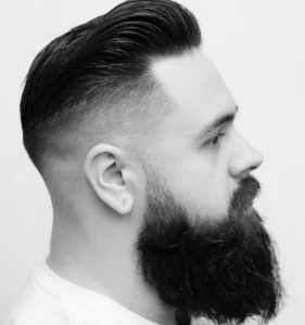 Skin Fade on Sides and Classic Pomp at the Top