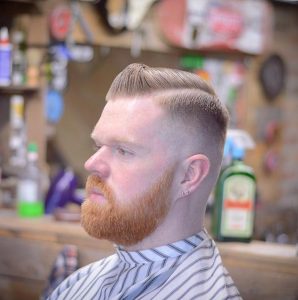 Small Quiff with Hard Part Skin Fade