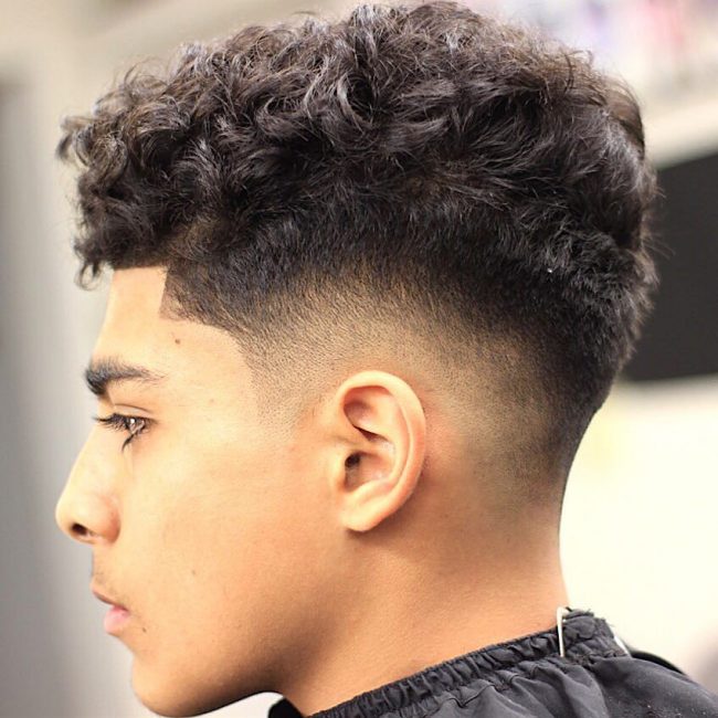 25 Simple Mens Haircut Fade Sides Curly Top with Simple Makeup