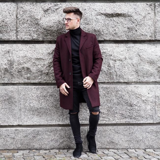 1-maroon-trench-and-ripped-jeans