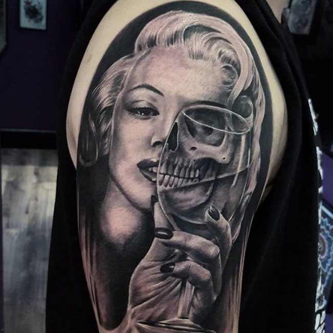 Gangsta Marilyn Monroe by Marcus Jones Tattoo Art Print Hollywood Icon   Purple Leopard Boutique