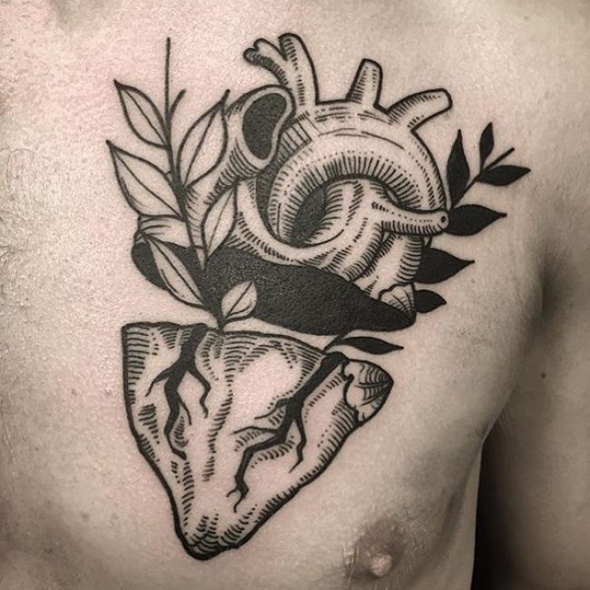 human heart tattoo outline