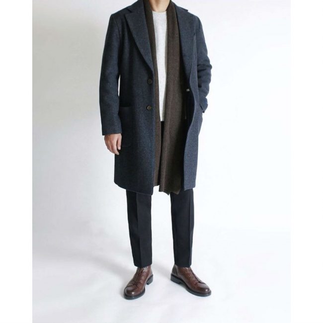 1 A Grey Long Coat & Black Trousers