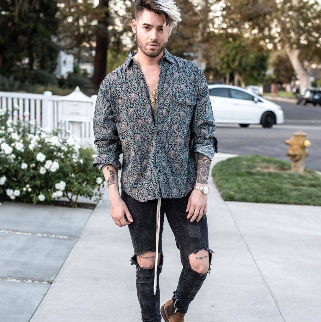 men's black floral shirt