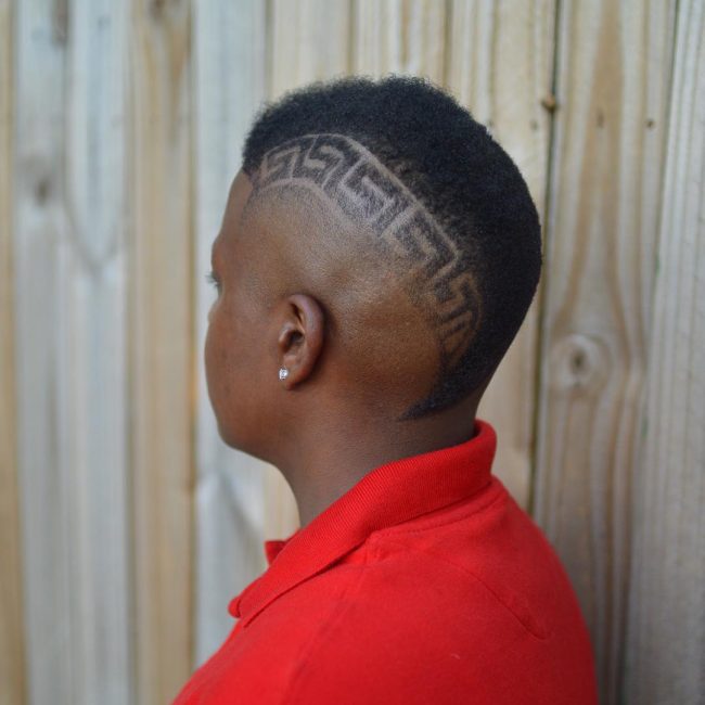 1 Blurry Skin Fade with Intricate Patterns