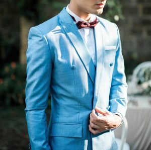 1 Clean Light Blue Suit With Bow Tie