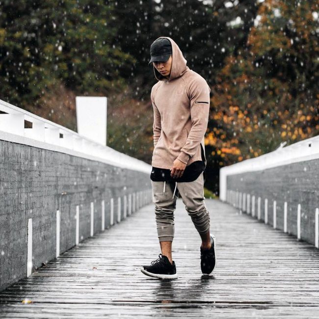 1 Grey Joggers and Extended Brown Hoodie