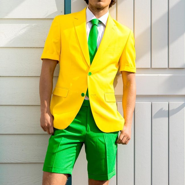 1 Yellow and Green Shorts Suit