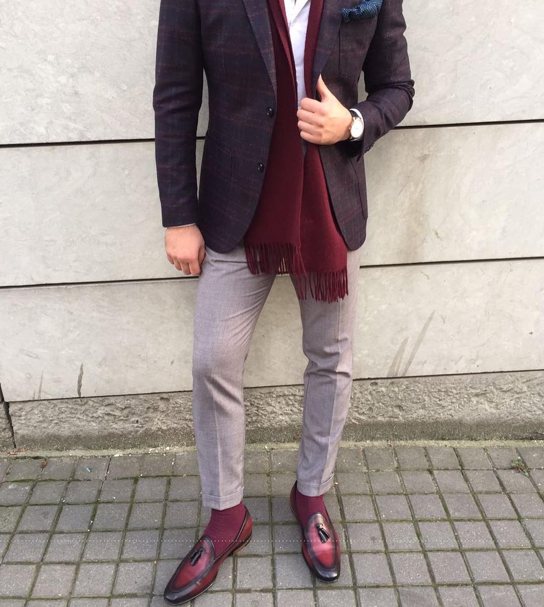 10-checkered-blazer-with-maroon-shoes - StyleMann