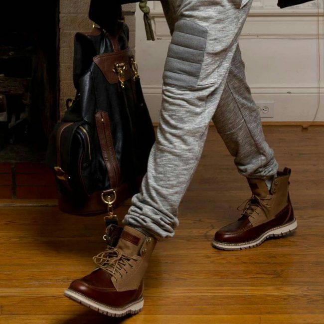 11 Maroon Boots Patched Brown & Grey Pants