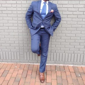13 Midnight Blue Suit & Brown Shoes