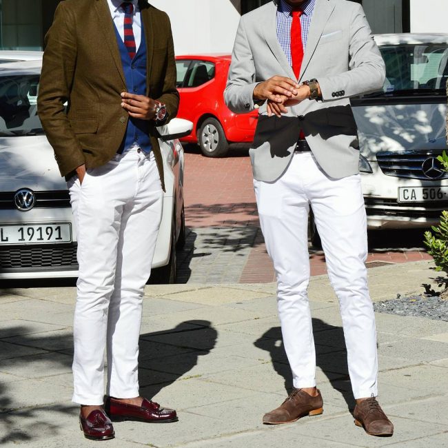 15 Brown Loafers & White Pants