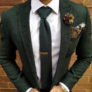 15 Knitted Silk Green Tweed Suit