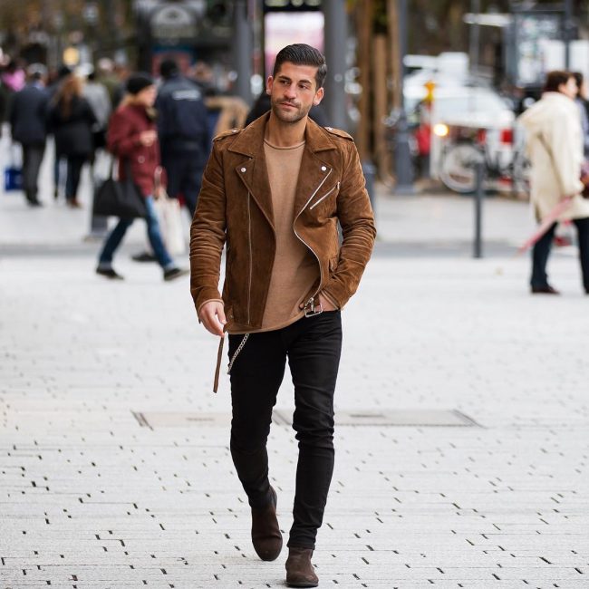 17 Brown Die Jacket with Accessorized Jeans