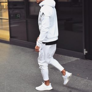19 Adidas White Hoodie Jogger Suit