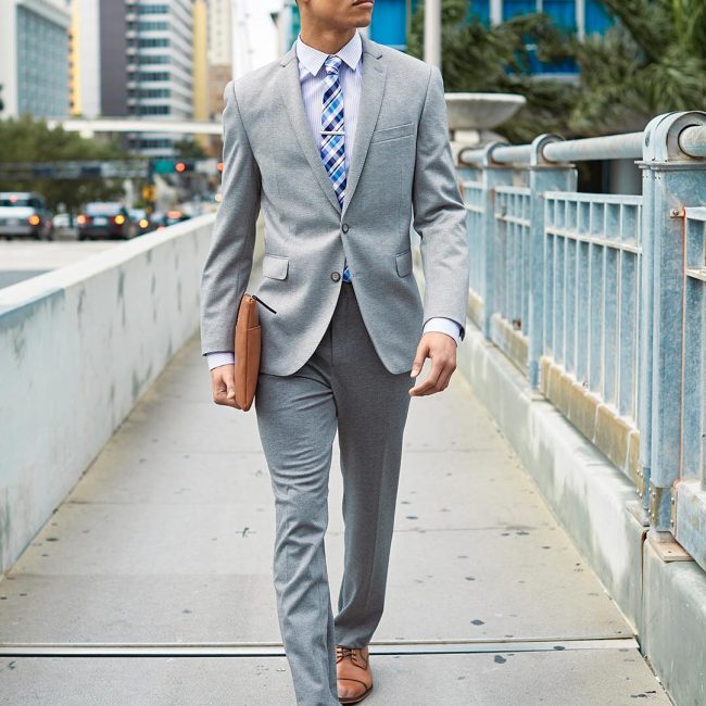 2 Pale Grey Fitting Suit