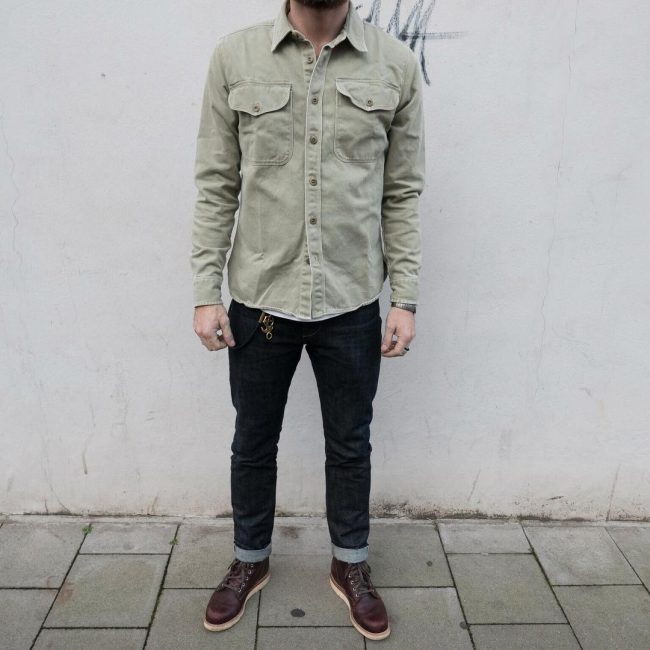 28 Army Green Utility Shirt and Denim Combo