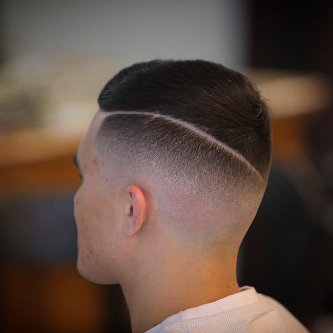 28 Bald Fade with Hard Part
