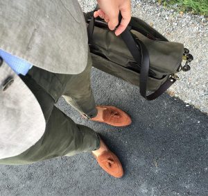 4 Brown Suede Loafers & Jungle Green Pants
