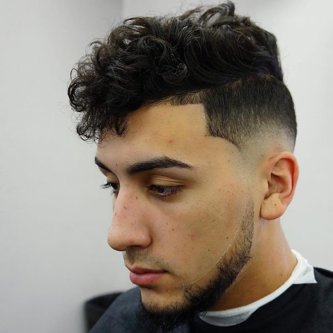 44 Curly Crop with Mid Skin Fade