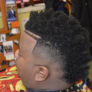 6 Messy Natural Curls with Razor Line and Fade