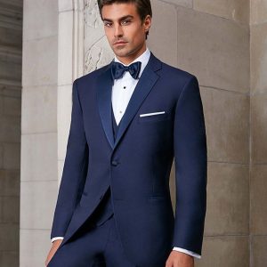 6 Navy Blue Three Piece Suit With Matching Bow Tie