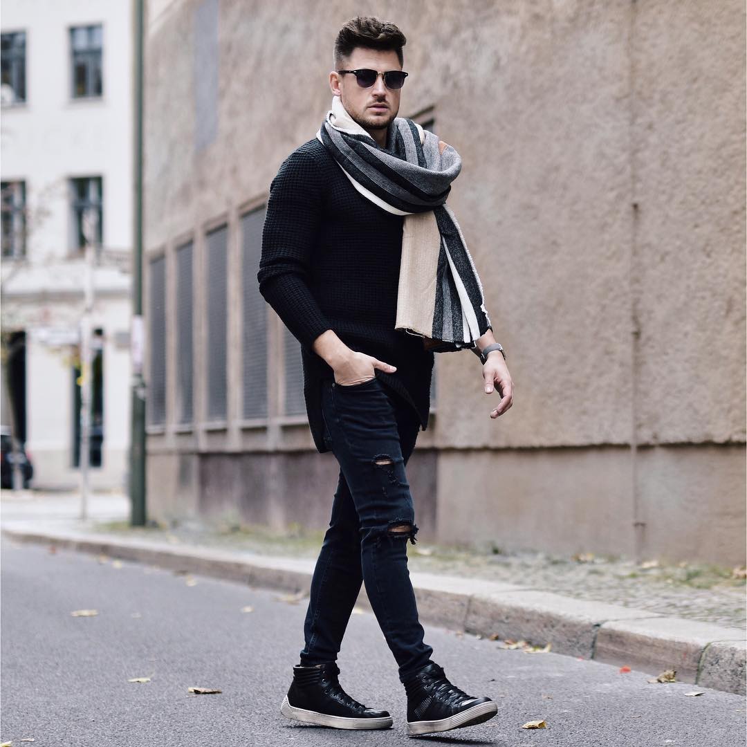 8 Black Rugged Skinny Jeans - StyleMann