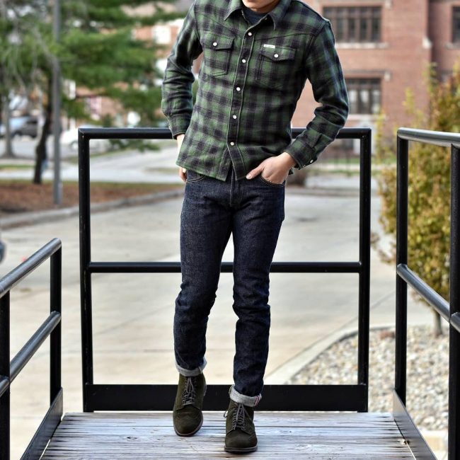 9 Green Flannel and Denim