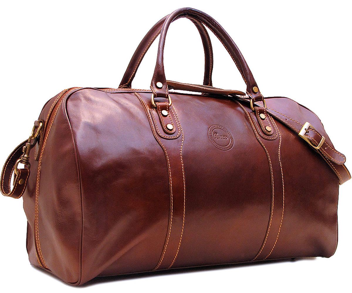 brown travel duffle bag