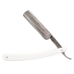 Dovo Best Quality Straight Razor, 100-587, Full Hollow Ground Blade, Synthetic White Handle
