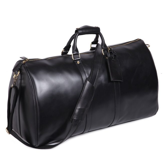 Leathario Mens Genuine Leather Overnight Travel Duffel Weekender Bag Leather Luggage