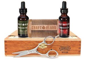 Premium Men's Beard Grooming Kit by Craft Beard Beard & Mustache Grooming Supplies with 100% Organic Beard Oils Hip Gift Box Packaging