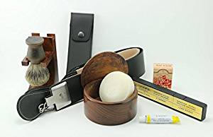 Dovo Straight Razor with Wood Shave Set and accessories