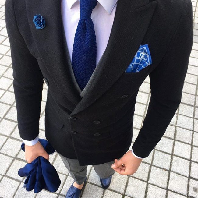 Royal Blue Tie With Black Suit