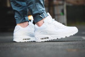 1 Triple White Air Max 90 with Jeans