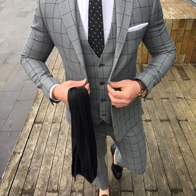 10 Cloth Gray with Black Stripes Suit Vest