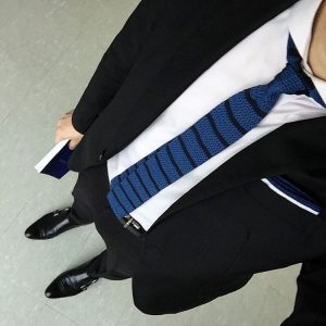 14 Classic Black Striped Tie