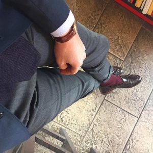 15 Fitted Gray Suit Pants & Brown Kiltie Loafers