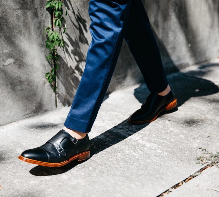 17 Black Double Strap Black Monk Shoes - StyleMann