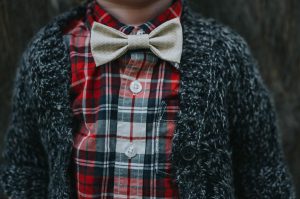17 Red Checked Shirt & Grey Cardigan Sweater