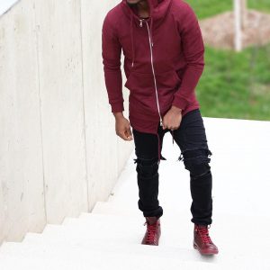18 Fitting Burgundy Hoodie with Double Drawstrings