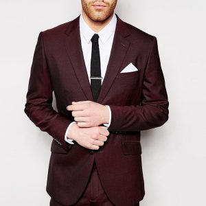 2 Bespoke Maroon Suit with One Point Pocket Square Folding