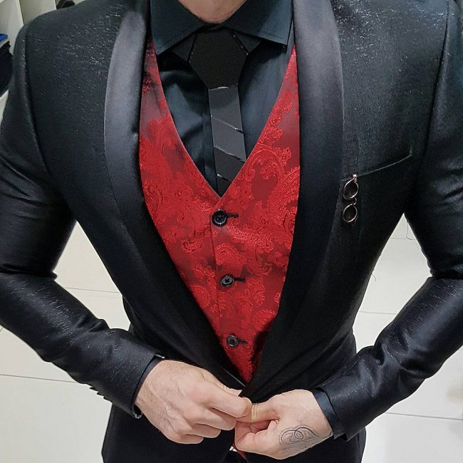 2 Designer Suit Vest & Designer Black Suit