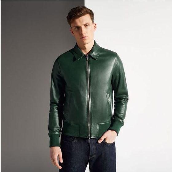 20 Brunswick Green Reversible Leather Jacket - StyleMann