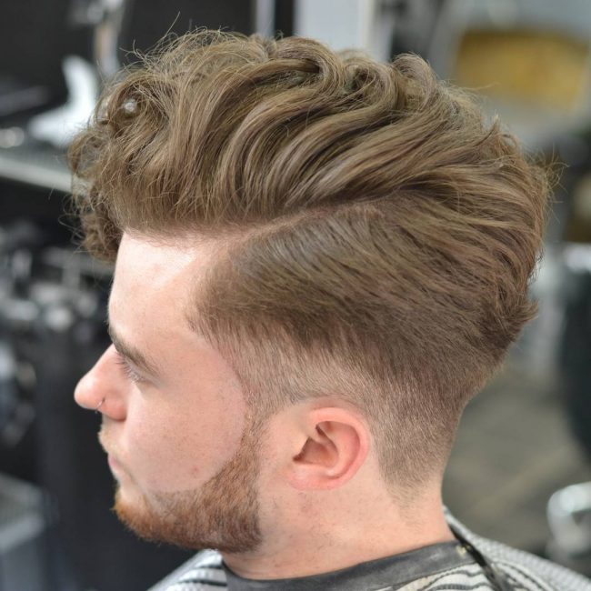 20 Permed Pompadour with Low Tapered Buzz