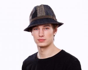 21 Patchwork Wool And Denim Fedora Hat For Men