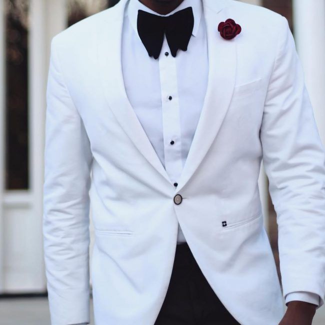24 Black Suit Pants & White Single-Button Jacket Coat