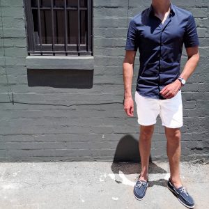 24 Navy Blue Shoes and White Shorts