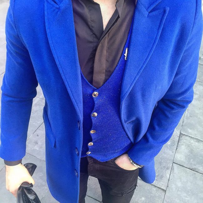 25 A Blue Wool Vest & Matching Blazer